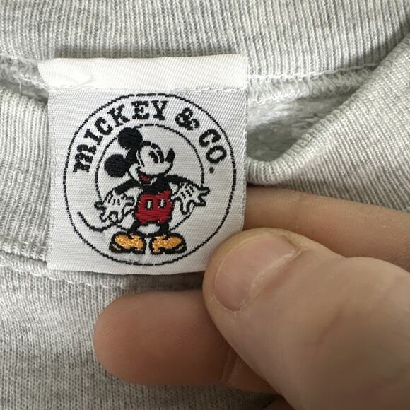 Vtg Mickey Mouse Sweatshirt Mens M Gray Mickey Football Graphic 90s Made in USA - Picture 3 of 8